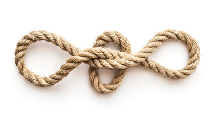 Obraz premium Cotton rope with knot on white background