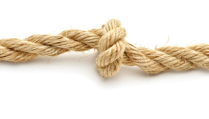 Fototapeta premium Cotton rope with knot on white background