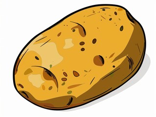 Fototapeta premium A simple illustration of a potato, with only one in the center of the image, is a symbol of art. Dynamic on a clean white background.