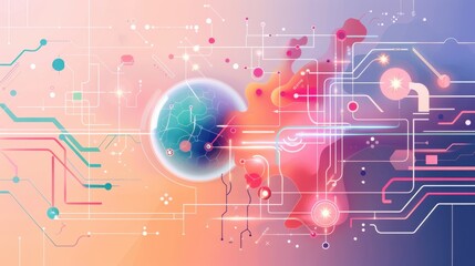 Obraz premium AI physics simulations, complex problem solving, flat design illustration