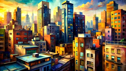 Obraz premium Urban Landscape: Capturing the Energy and Complexity of City Life Generative AI Digital creation