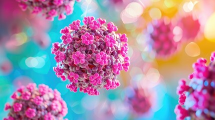 Fototapeta premium Illustration of HPV viruses, focusing on their role in cervical cancer and the importance of preventive measures