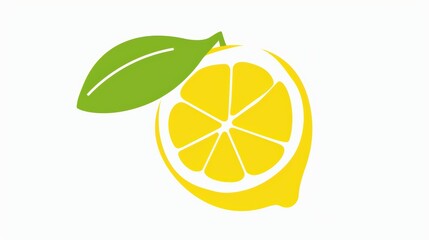 A simple illustration of a single lemon in the center is a symbol of art. Dynamic on a clean white background.
