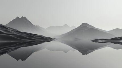 A mountain range with a lake in the foreground