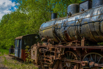 Old historic railway vehicles in Germany.