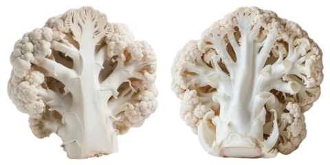 Cauliflower Slices on Transparent Background, Healthy Organic Cruciferous Vegetable, Perfect for Vegan Recipes, Nutrition, and Detox Diet