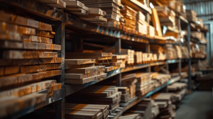 Fototapeta premium Wooden boards in storage 