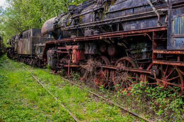 Old historic railway vehicles in Germany.