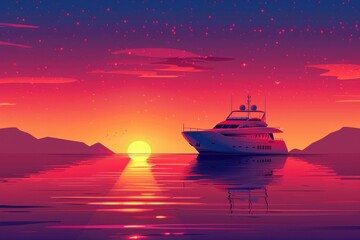 Fototapeta premium Luxury Yacht at Sunset