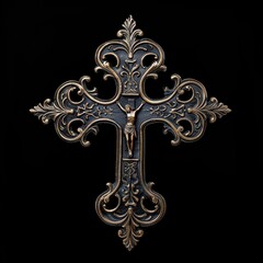 Gothic cross as an ornament. AI generative.