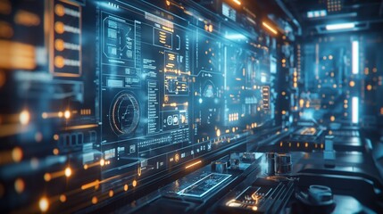 Obraz premium AI-powered manufacturing system, monitoring processes, digital