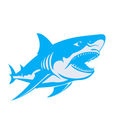 Obraz premium shark animal vector, logo, vector illustration, abstract, art, 3d rendering, silhouette