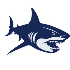 cute scary shark vector, logo, vector illustration, abstract, art, 3d rendering, silhouette