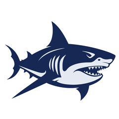 Obraz premium cute scary shark vector, logo, vector illustration, abstract, art, 3d rendering, silhouette