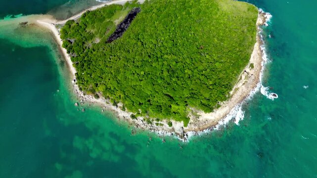 Remote Beauty of Cayo Real: Lush Green Island Amidst Turquoise Waters in Vieques, Puerto Rico