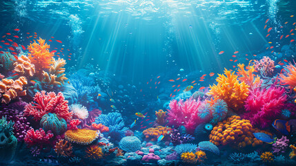 Obraz premium Vibrant Underwater Wonderland Tropical Coral Reef and Marine Life