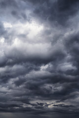 Epic Dramatic Storm sky with dark cumulus rainy clouds abstract background texture, thunderstorm