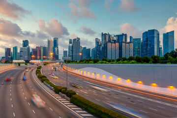 Obraz premium Aerial view Singapore city skyline, Most beautiful Sigapore skyscraper and skyline architecture in Asia, Singapore.
