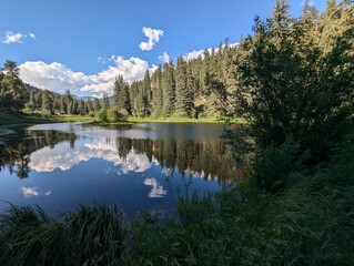 Fototapeta premium pond reflection in the mountains