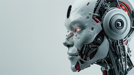 Fototapeta premium Cyborg head face 3d close up