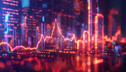 Animated graph of oil prices with realtime updates, live market data, concept