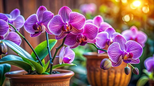 Branch, Close-up orchid flower, branch in cachepot, for advertising, calendar