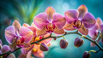 Obraz na płótnie Canvas Branch, Close-up orchid flower, branch in cachepot, for advertising, calendar