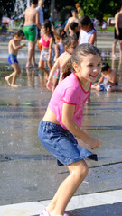 Joyful Sprinkler Splash. Splashing into Summer Fun.