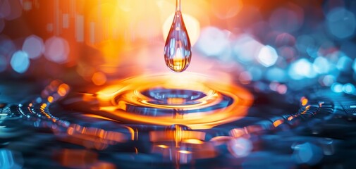 Currency symbols merging into an oil drop, economic convergence, concept