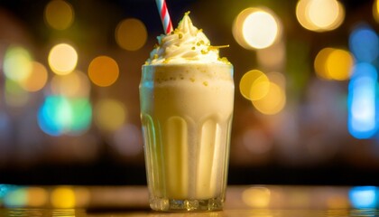 photo of detailed vanilla milkshake