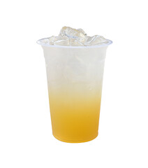 A cup of fresh natural squeezed orange ice on white background