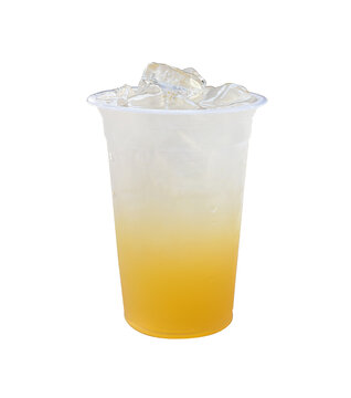 A cup of fresh natural squeezed orange ice on white background