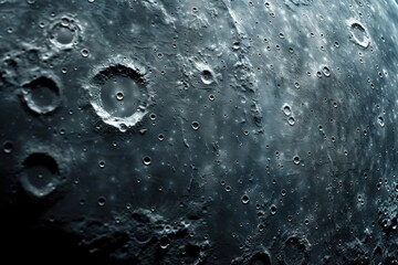 Close-up view of the moon's surface showing numerous impact craters