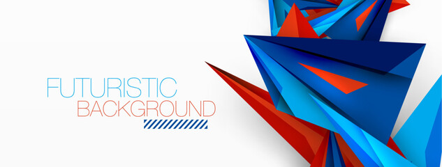 Fototapeta premium Minimal geometric abstract background. Low poly dynamic triangle design. Trendy techno business template for wallpaper, banner, background or landing