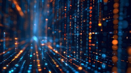 Obraz premium Binary Data Software Programming Code Background. Random Parts of Program Code. Digital Data Technology Concept. 1 0 Machine Code. Random Binary Data Matrix Wide Vector Illustration.