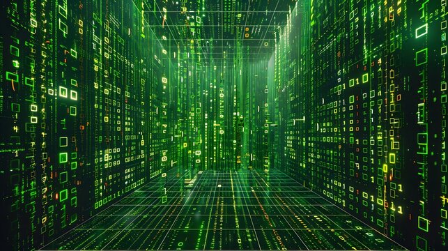 Binary Data Software Programming Code Background. Random Parts of Program Code. Digital Data Technology Concept. 1 0 Machine Code. Random Binary Data Matrix Wide Vector Illustration.