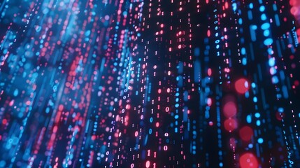 Obraz premium Binary Data Software Programming Code Background. Random Parts of Program Code. Digital Data Technology Concept. 1 0 Machine Code. Random Binary Data Matrix Wide Vector Illustration.