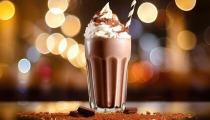 photo of detailed chocolate milkshake