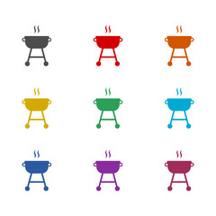 Barbecue with Wheels icon isolated on white background. Set icons colorful