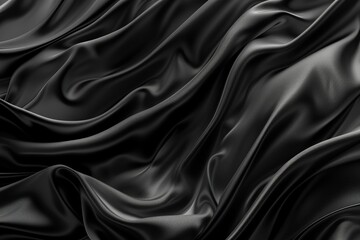 Fototapeta premium Black patterns wallpaper. Abstract background satin, soft, ripple pattern. Contemporary sleek simple backdrop design. Monochromatic high definition