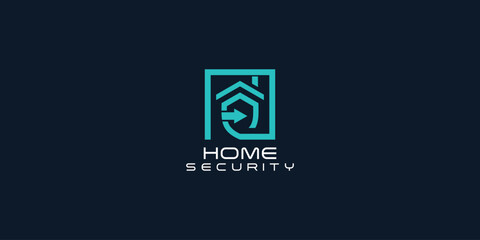 Creative home security logo design with modern style premium vector