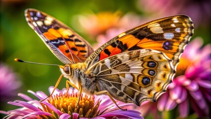 butterfly on a flower, insects, animals, nature, macro butterfly, closeup. High quality photo