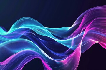 Abstract Blue Pink Neon Wave Digital Technology Website Banner