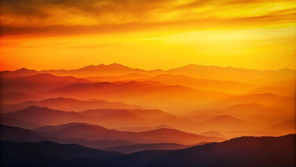 Fototapeta premium Golden Hour Over Misty Mountains