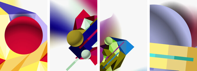 Minimal geometry. Circle, line and square design. Trendy techno business template for wallpaper, banner, background or landing