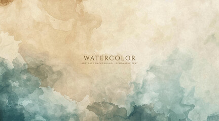Abstract horizontal watercolor background. Hand drawn vector texture. Brush stroked painting pastel color watercolour