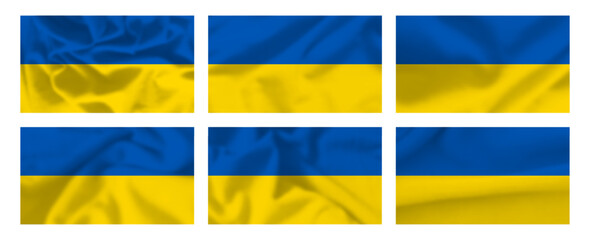 Set of Ukrainian national flags