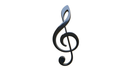 A black musical note, a popular musical clef, placed at the beginning of writing a piece of music.
