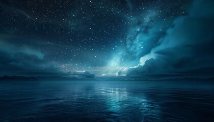 Naklejka premium Starry night sky with aurora borealis dance