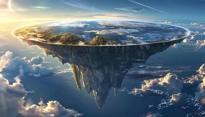 Illustration of planet earth according to flat earth theory